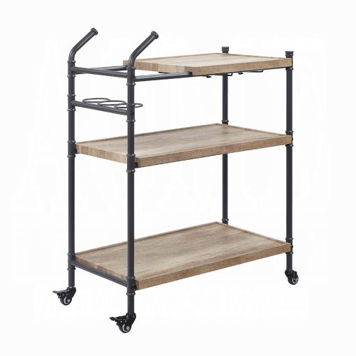 Acme Brantley Oak & Sandy Black Serving Cart - Image 2