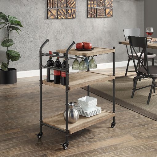 Acme Brantley Oak & Sandy Black Serving Cart