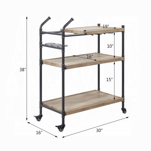 Acme Brantley Oak & Sandy Black Serving Cart - Image 6