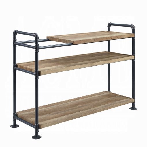 Acme Brantley Oak & Sandy Black Metal Frame Bookshelf - Image 2