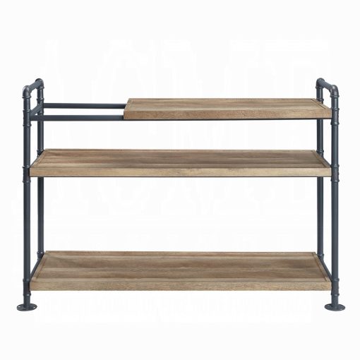 Acme Brantley Oak & Sandy Black Metal Frame Bookshelf - Image 3