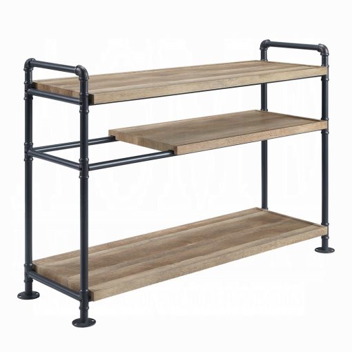 Acme Brantley Oak & Sandy Black Metal Frame Bookshelf - Image 4