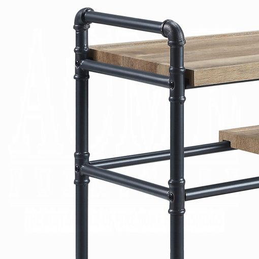 Acme Brantley Oak & Sandy Black Metal Frame Bookshelf - Image 5
