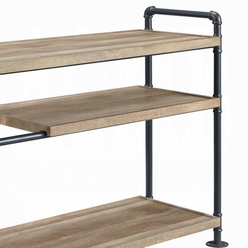 Acme Brantley Oak & Sandy Black Metal Frame Bookshelf - Image 6