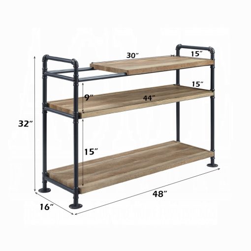 Acme Brantley Oak & Sandy Black Metal Frame Bookshelf - Image 9