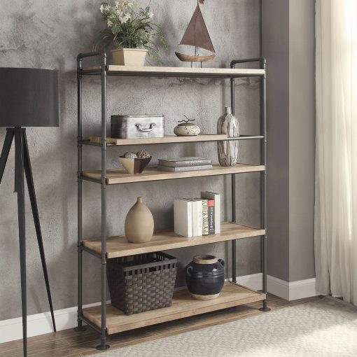 Acme Brantley Oak & Sandy Black Bookshelf