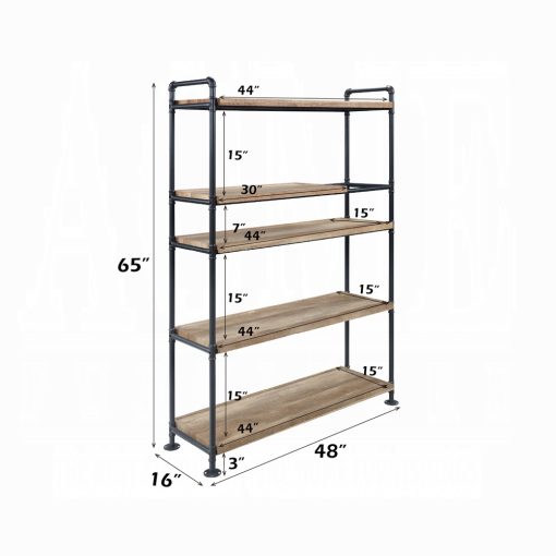 Acme Brantley Oak & Sandy Black Bookshelf - Image 9