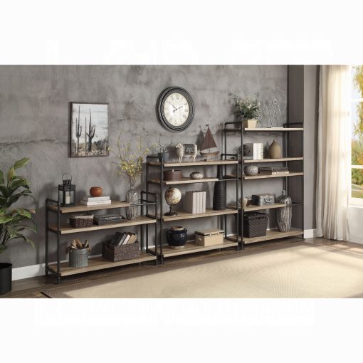 Acme Brantley Oak & Sandy Black Bookshelf - Image 8