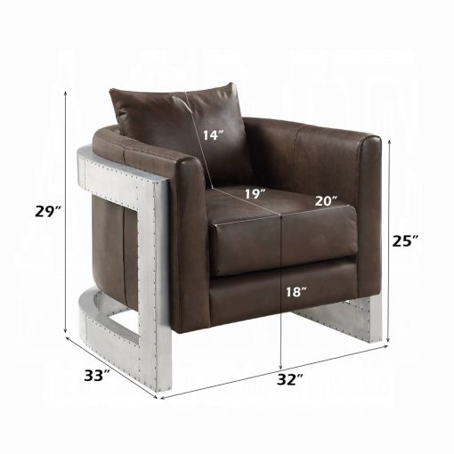Acme Betla Espresso Top Grain Leather & Aluminum Accent Chair - Image 7