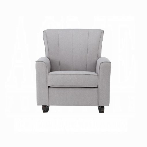 Acme Denzell Light Gray Linen Rocking Chair - Image 3