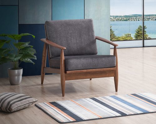 Acme Acme Alisa Charcoal Fabric & Brown Accent Chair