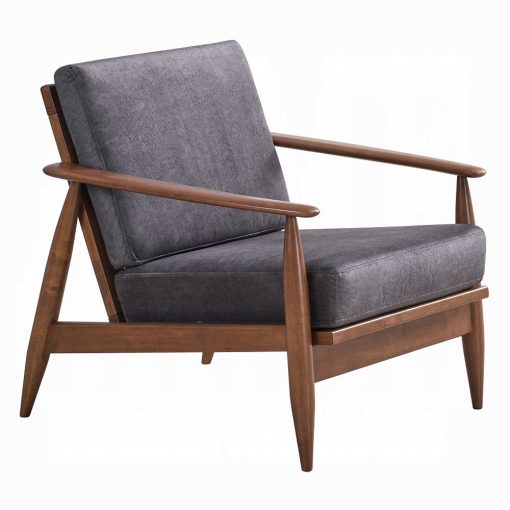 Acme Acme Alisa Charcoal Fabric & Brown Accent Chair - Image 2