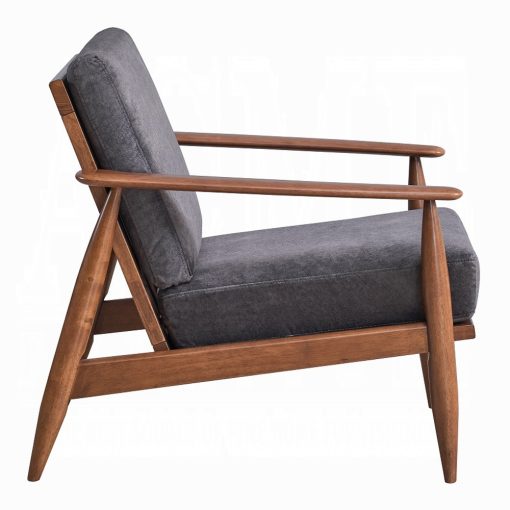 Acme Acme Alisa Charcoal Fabric & Brown Accent Chair - Image 4