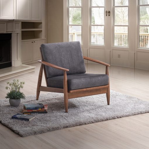 Acme Acme Alisa Charcoal Fabric & Brown Accent Chair - Image 7