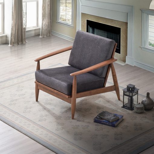Acme Acme Alisa Charcoal Fabric & Brown Accent Chair - Image 8