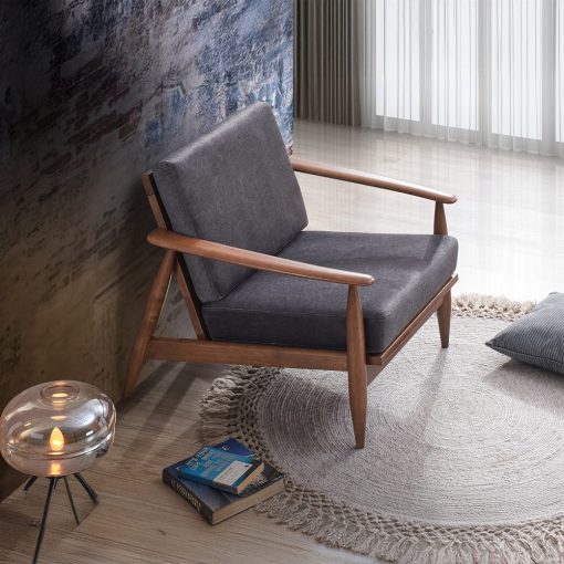 Acme Acme Alisa Charcoal Fabric & Brown Accent Chair - Image 9