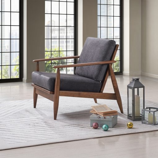 Acme Acme Alisa Charcoal Fabric & Brown Accent Chair - Image 10