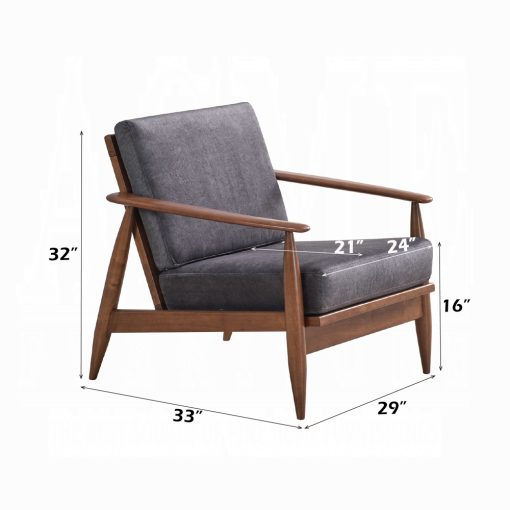 Acme Acme Alisa Charcoal Fabric & Brown Accent Chair - Image 11