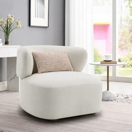 Acme Darius Beige Boucle Accent Chair with Pillow