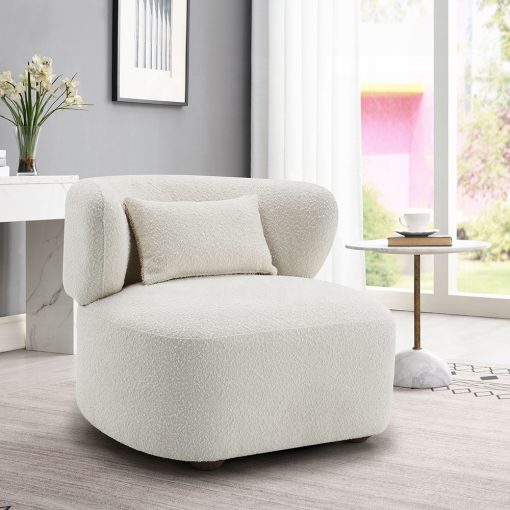 Acme Darius Beige Boucle Accent Chair with Pillow - Image 2