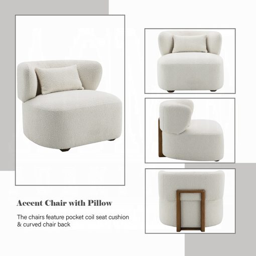 Acme Darius Beige Boucle Accent Chair with Pillow - Image 10