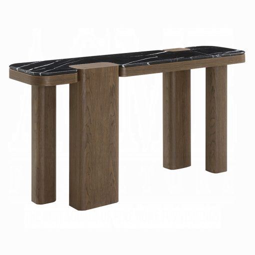 Acme Dana Faux Marble Top, Black & Dark Walnut Console Table - Image 2