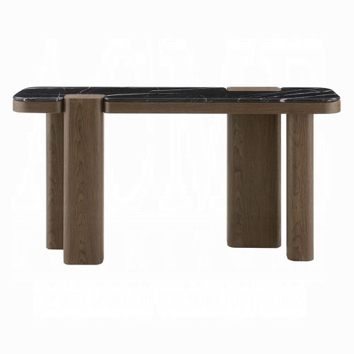 Acme Dana Faux Marble Top, Black & Dark Walnut Console Table - Image 3
