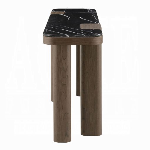 Acme Dana Faux Marble Top, Black & Dark Walnut Console Table - Image 4