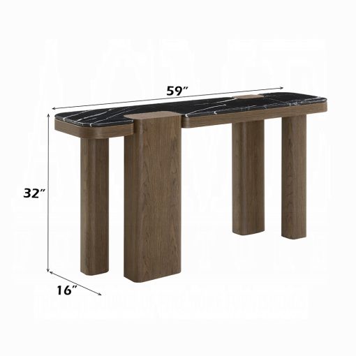 Acme Dana Faux Marble Top, Black & Dark Walnut Console Table - Image 5