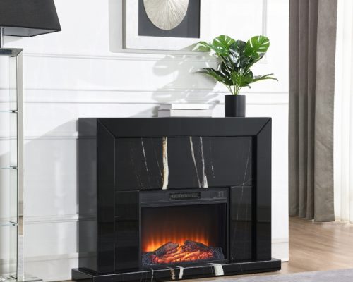 Acme Drisana Black Mirrored Fireplace