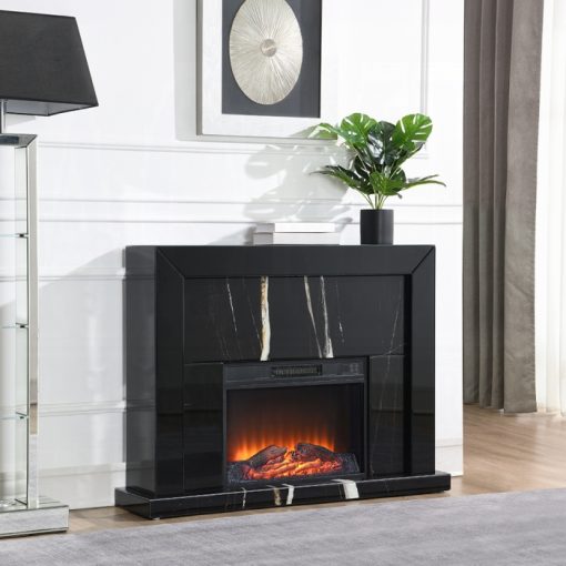 Acme Drisana Black Mirrored Fireplace