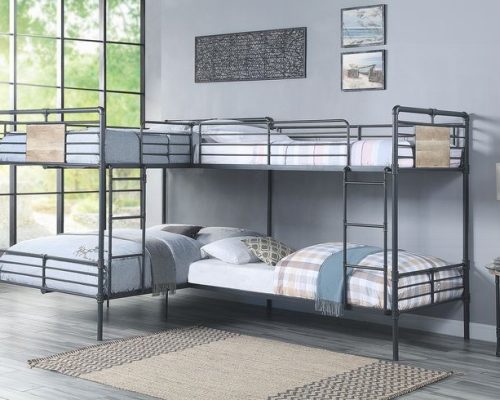Acme Cordelia Sandy Black, Dark Bronze Hand-Brushed Double Twin & Double Full Bunk Bed