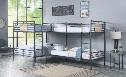 Acme Cordelia Sandy Black, Dark Bronze Hand-Brushed Double Twin & Double Full Bunk Bed