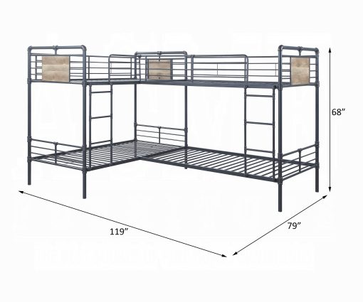 Acme Cordelia Sandy Black, Dark Bronze Hand-Brushed Quadruple Twin Bunk Bed - Image 2