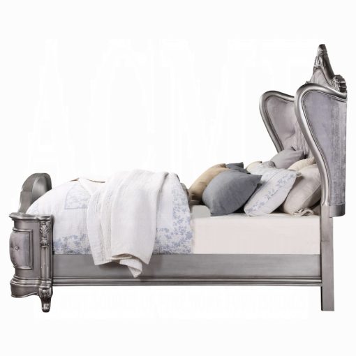 Acme Ariadne Velvet & Antique Platinum Bed - Image 4