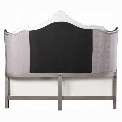 Acme Ariadne Velvet & Antique Platinum Bed - Image 5