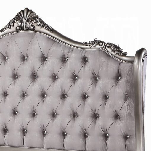 Acme Ariadne Velvet & Antique Platinum Bed - Image 6