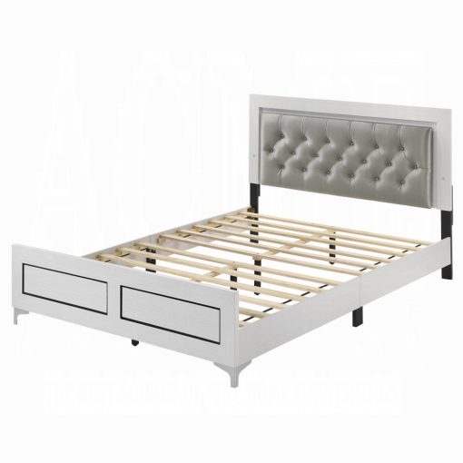 Acme Casilda Gray Synthetic Leather & White Bed with Led - Image 5