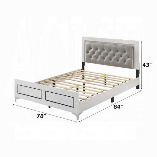 Acme Casilda Gray Synthetic Leather & White Bed with Led - Image 7
