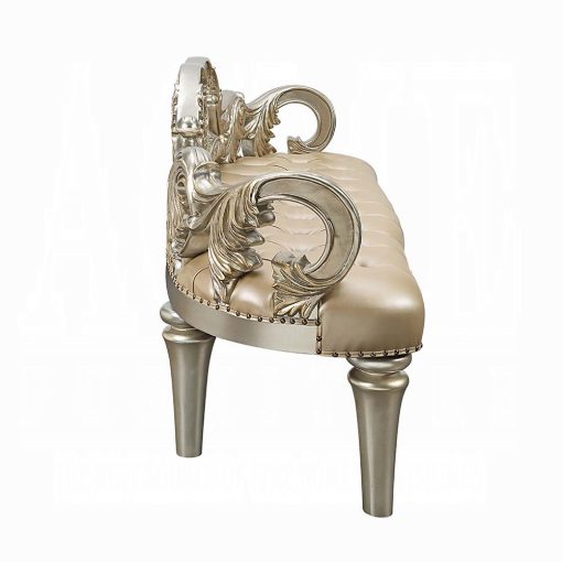 Acme Danae Champagne Synthetic Leather & Gold Bench - Image 4