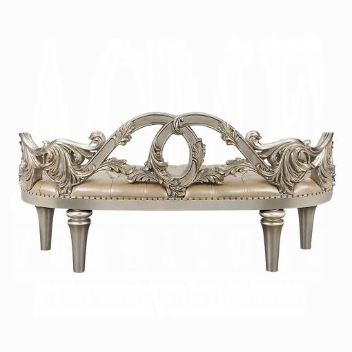 Acme Danae Champagne Synthetic Leather & Gold Bench - Image 5