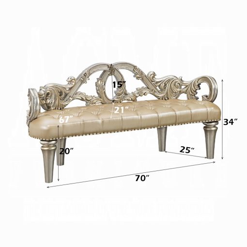 Acme Danae Champagne Synthetic Leather & Gold Bench - Image 7