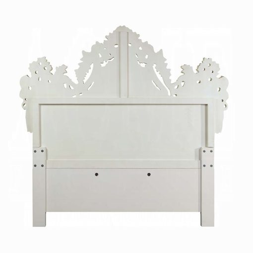 Acme Adara Pearl White Synthetic Leather & Antique White EK Bed - Image 5