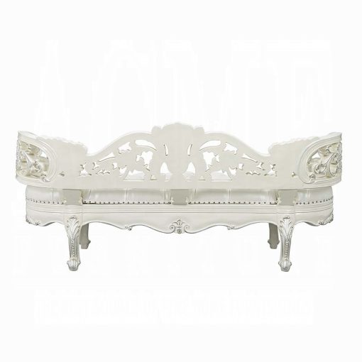 Acme Adara Pearl White Synthetic Leather & Antique White Bench - Image 5