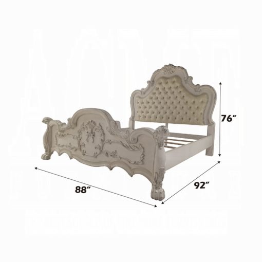 Acme Dresden Synthetic Leather & Bone White Bed - Image 7
