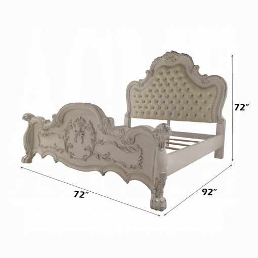 Acme Dresden Synthetic Leather & Bone White Bed - Image 6