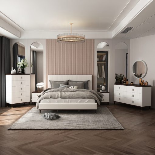 Acme Carena Light Gray Fabric & White & Brown Bed - Image 6