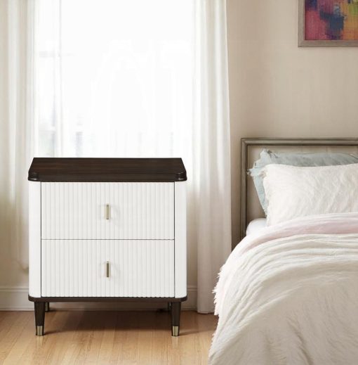 Acme Carena White & Brown Nightstand with USB - Image 8