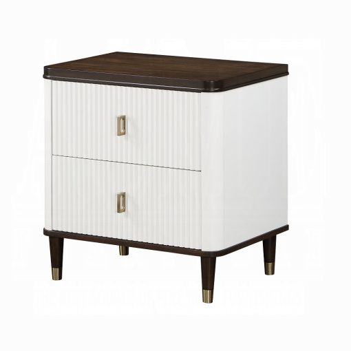 Acme Carena White & Brown Nightstand with USB - Image 2