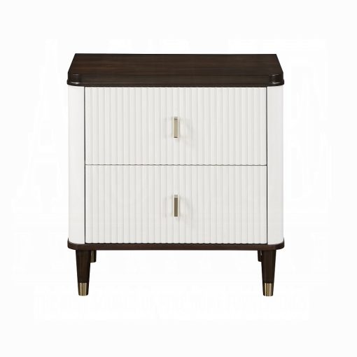 Acme Carena White & Brown Nightstand with USB - Image 3